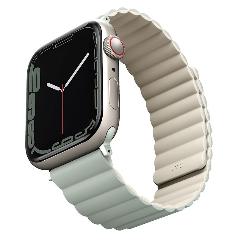 Силиконовый ремешок Uniq Revix для Apple Watch 44-49 мм Шалфей/Бежевый