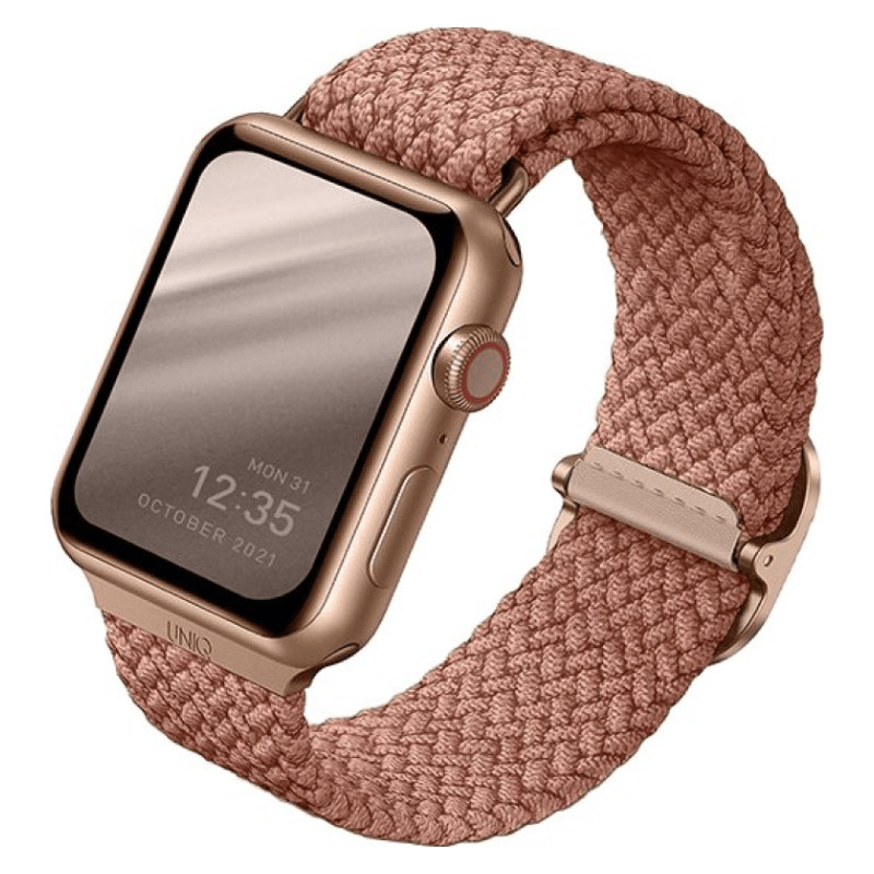 Плетеный ремешок Uniq Aspen для Apple Watch 44-49 мм Розовый