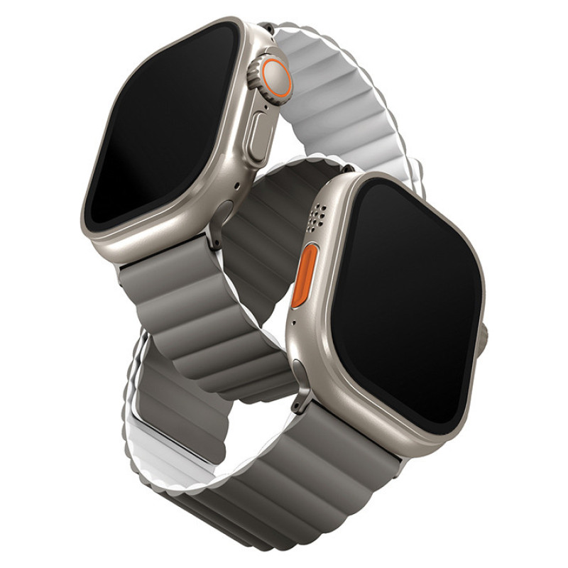 Силиконовый ремешок Uniq Revix для Apple Watch 44-49 мм Белый/Серый