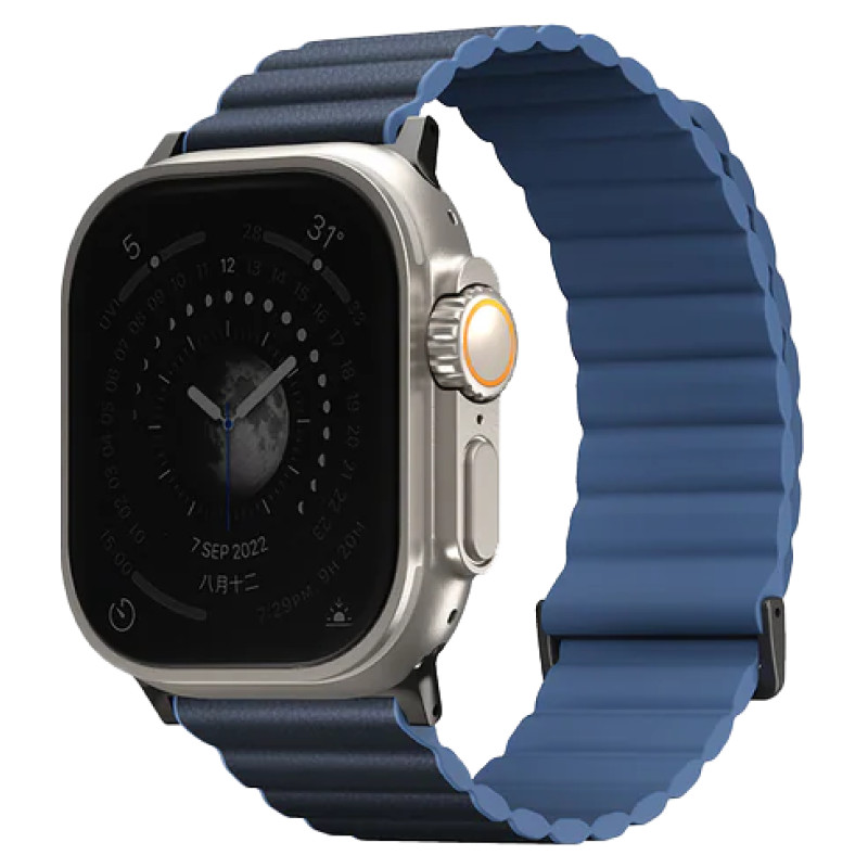 Силиконовый ремешок Uniq Revix Premium для Apple Watch 44-49 мм Прусский/Туманно синий