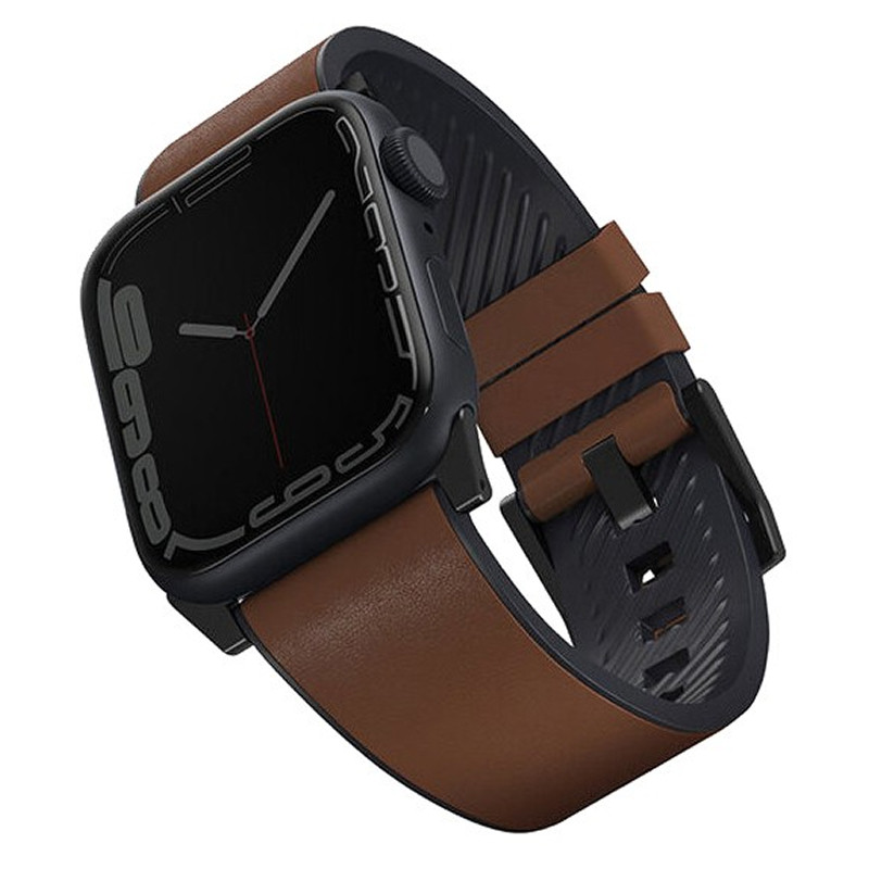 Кожаный влагоустойчивый ремешок Uniq Straden для Apple Watch 44-49 мм Коричневый