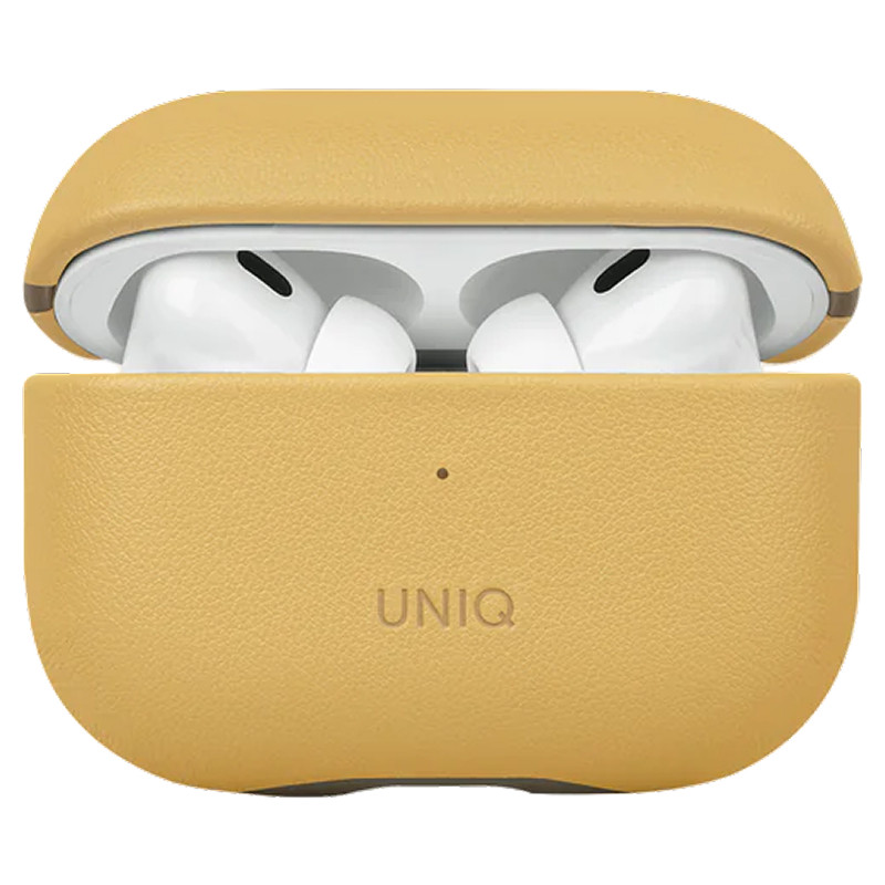 Кожаный чехол Uniq Lyden DS для AirPods Pro 2 Желтый/Серый
