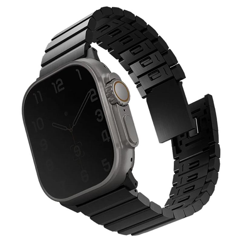 Стальной ремешок Uniq Strova Mag для Apple Watch 44-49 мм Черный