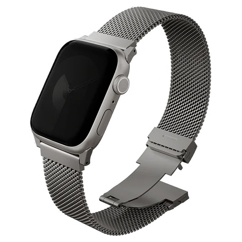 Стальной ремешок Uniq Dante Pro для Apple Watch 40-42 мм мелкое плетение Серебристый титан