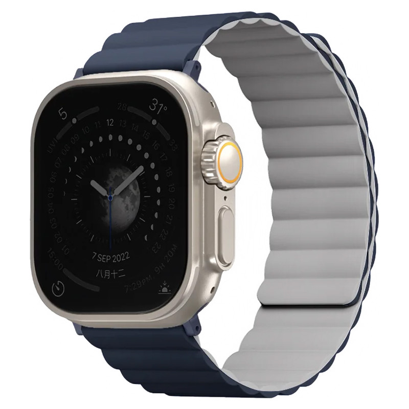 Силиконовый ремешок Uniq Revix для Apple Watch 44-49 мм Синий/Серый