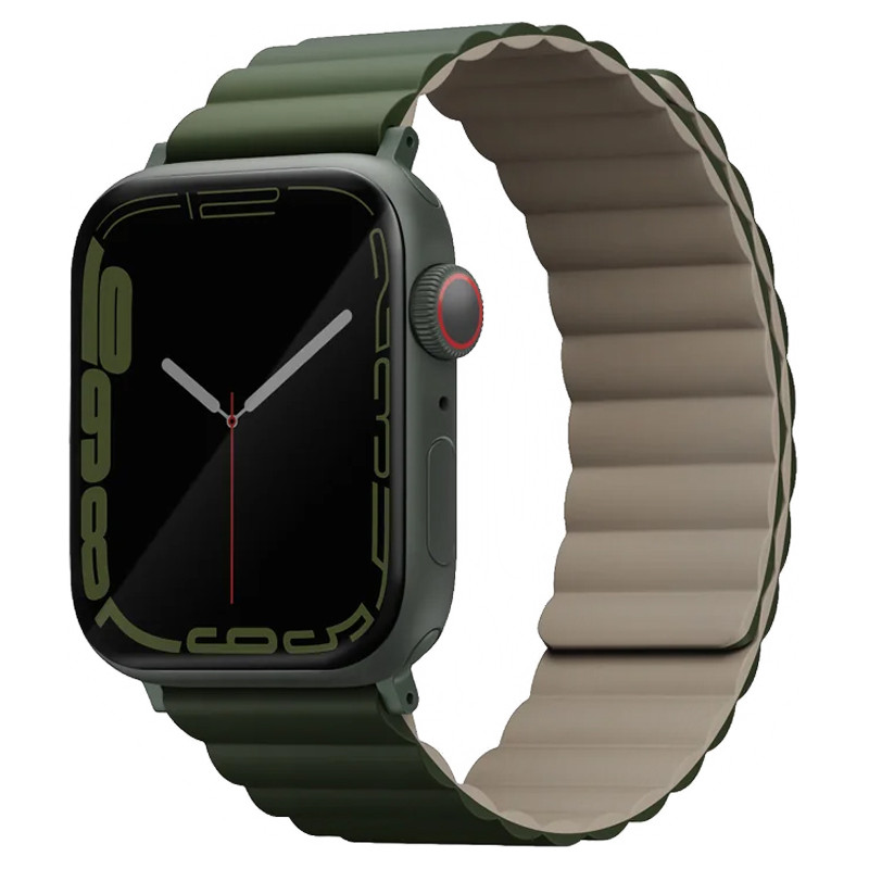 Силиконовый ремешок Uniq Revix для Apple Watch 44-49 мм Зеленый/Серо-бежевый