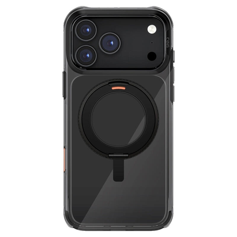 Пластиковый прозрачный чехол Uniq Hybrid Swivix c поворотным кольцом MagSafe для iPhone 17 Pro Max Черный