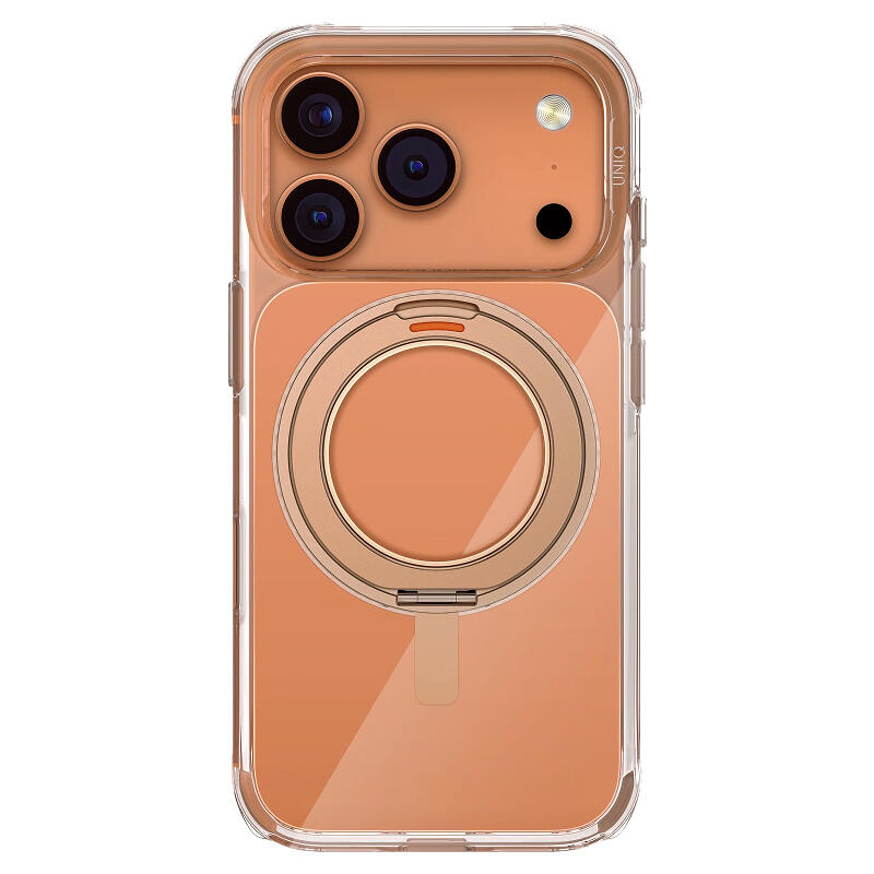 Пластиковый прозрачный чехол Uniq Hybrid Swivix c поворотным кольцом MagSafe для iPhone 17 Pro Золотой